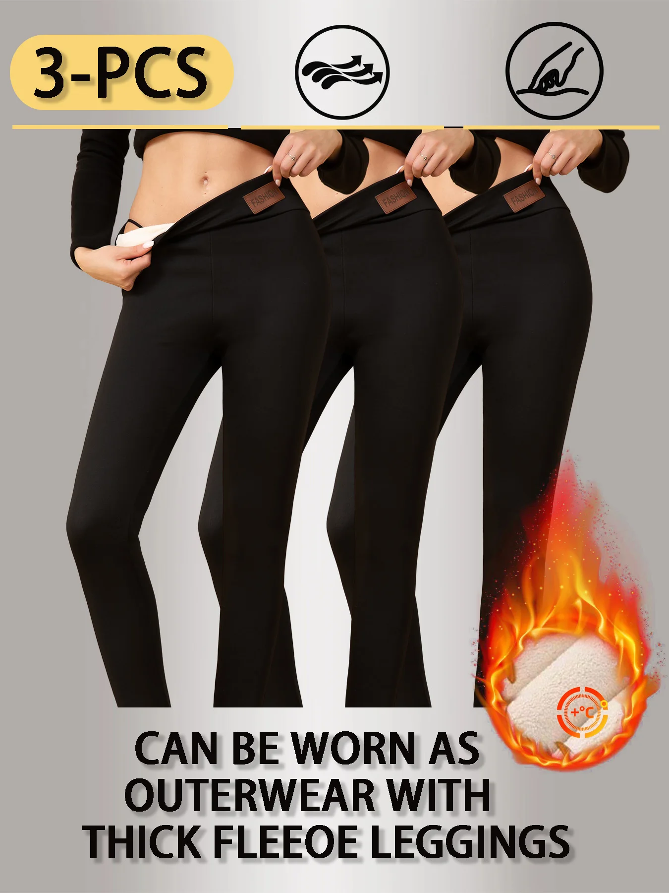 

3-Pack Women's Winter Fleece-Lined Warm Leggings for Sports And Outdoor Activities Versatile Base Layer Trousers