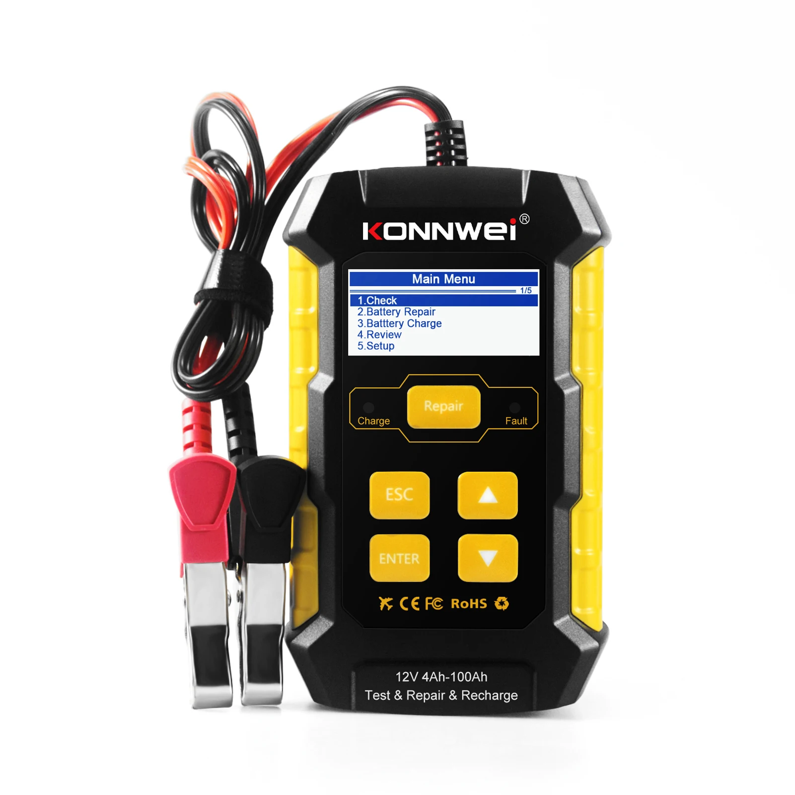 

KONNWEI KW510 Full Automatic 12V Car Battery Tester Pulse Repair 5A Battery Chargers Wet Dry AGM Gel Lead Acid Car Repair Tool