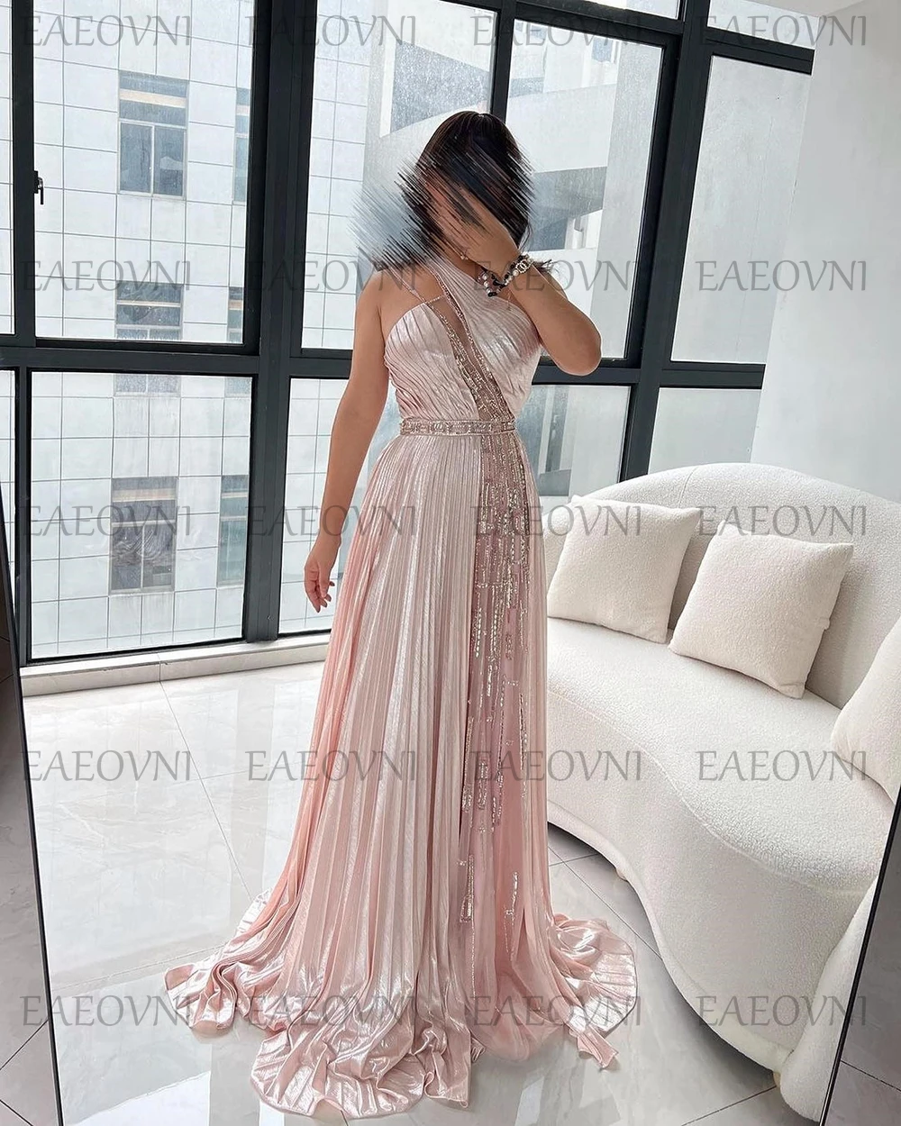 Customized Patchwork One Shoulder A-line Prom Gown Sleeveless Sexy Backless Pleat Formal Party Dress فساتين السهرة Vestidos De F