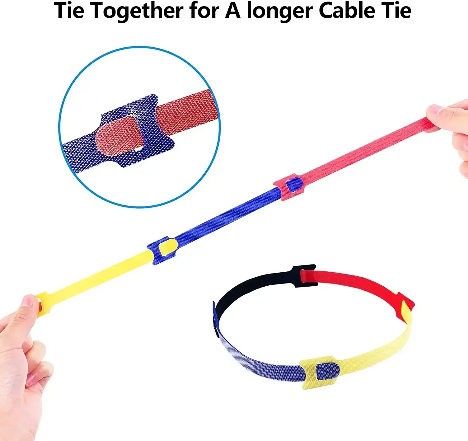 10-100 Stück Wiederverwendbare Kabelorganisierer, Kabelbinder für Maus und Kopfhörer, Nylon-Kabelbinder, Wiederverwendbare Schlaufen-Klebeband-Riemen – Detail 7