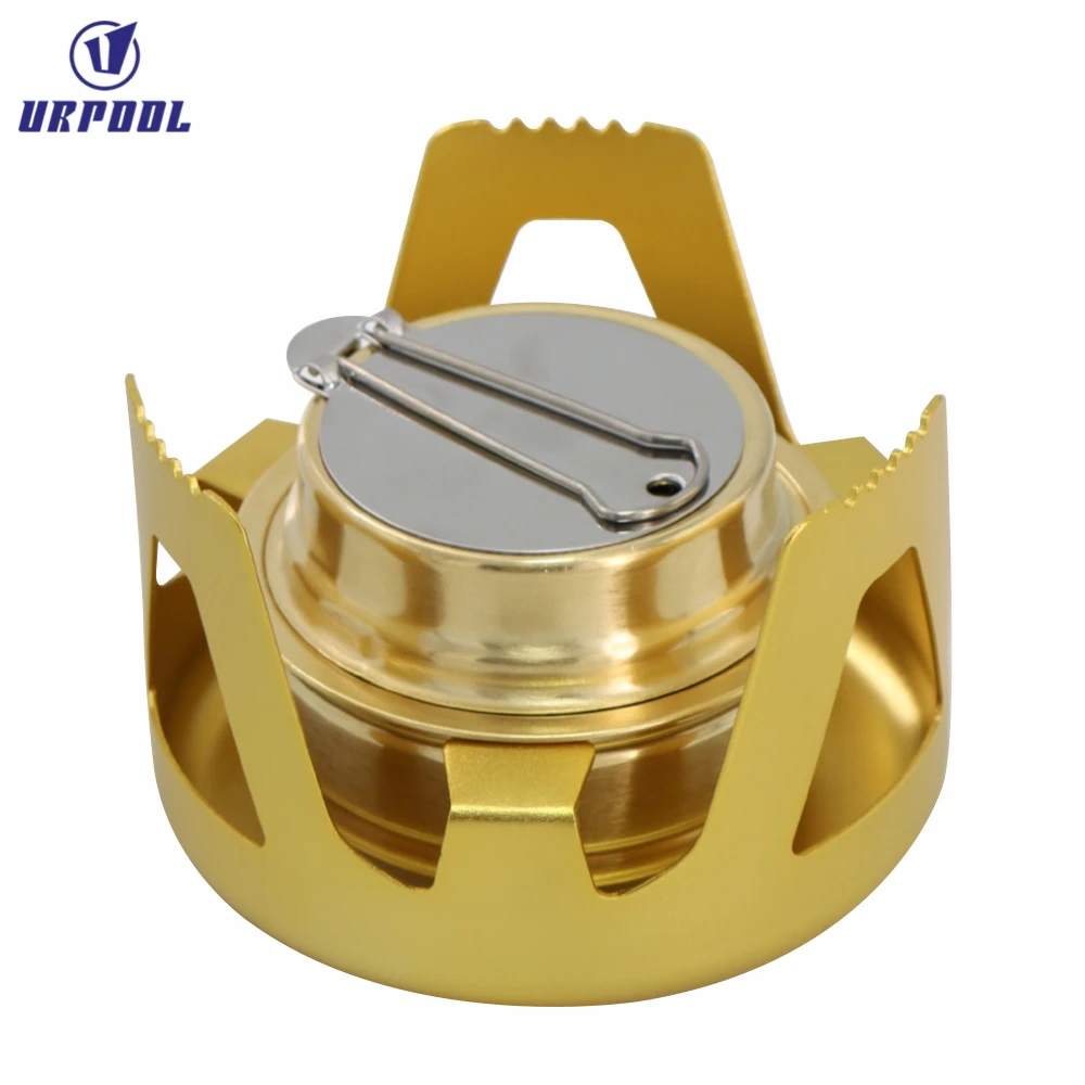 Portable Mini Alcohol Stove Burner Outdoor Ultralight Brass Camping Cooking Stove Outdoor Camping Backpacking Tourist Burner