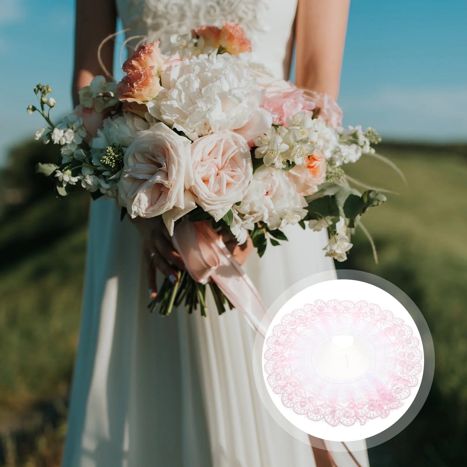 Ramo de encaje Torus para decoración de flores artificiales, sombrero de boda, soporte falso, arreglos florales, 6 uds.