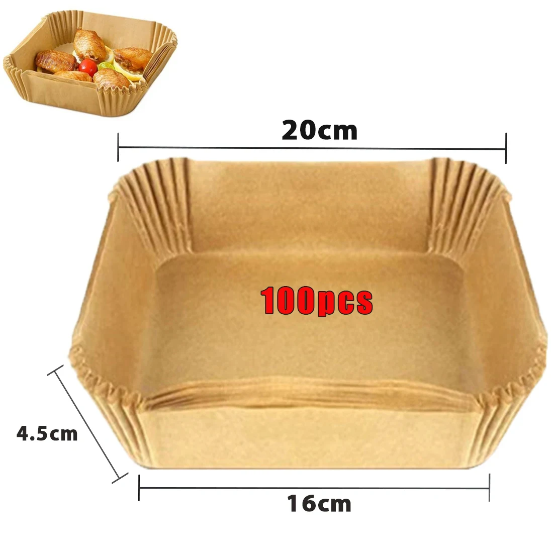 50/100 Stuks Air Friteuse Wegwerp Papier Non-stick Airfryer Bakpapier Ronde Air-Fryer Papieren Liners Papier keuken Accessoires
