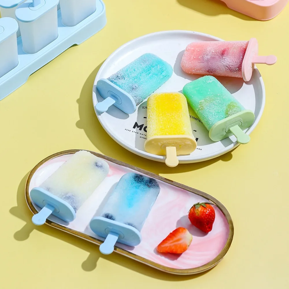 6-Hole DIY Ice Cream Mold Make Delicious Homemade Popsicles Sorbet Safety Jelly Ice Cube Mold Easy Release for Fun Family Treats