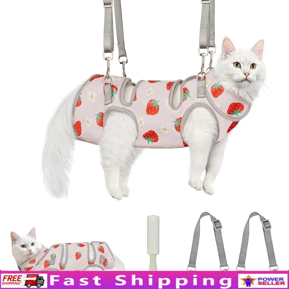 

Cat Grooming Hammock Soft Fabric Self-Adhesive Cat Nail Clipper Wrap Calm Relaxing Restraint Tool Easy Grooming and Care