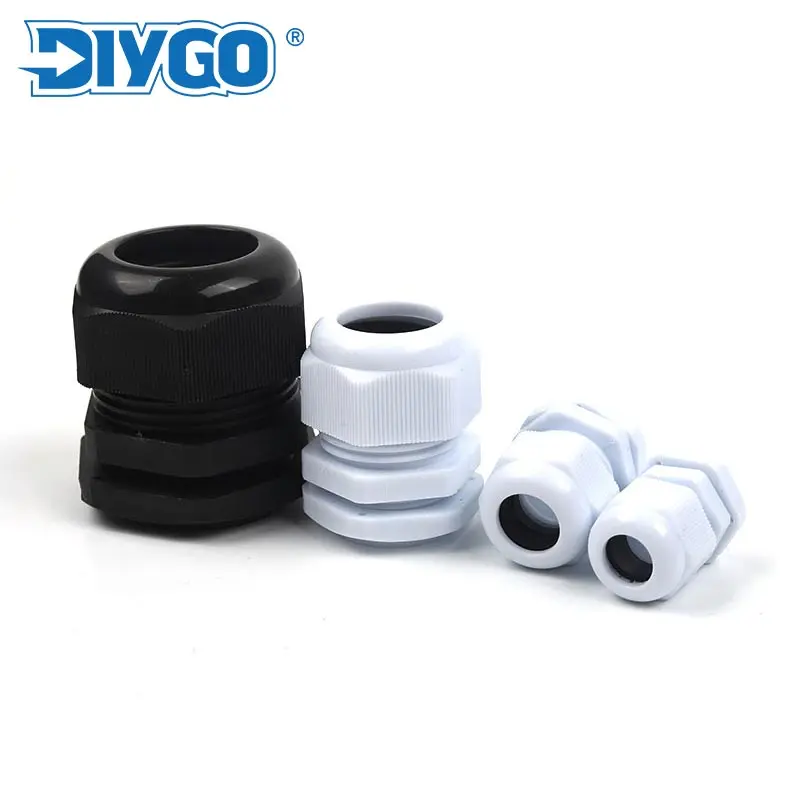 Cable Glands IP68 Waterproof Adjustable Nylon Plastic Cable Connector PG7 PG9 PG11 PG13.5 PG16 PG19 PG21 PG25 Black White DIY GO