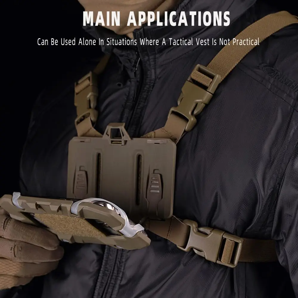 Tactical Chest Mount Harness Strap Mobile Phone Navigation Holder Fixing Cellphone Bracket Fix Adjustable Portable Lightweight