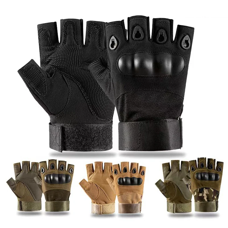 Protective Tactical Gloves for Men Women Fingerless Cycling Workout Outdoor Anti-Slip Breathable Climbing Hiking Bushcraft Glove