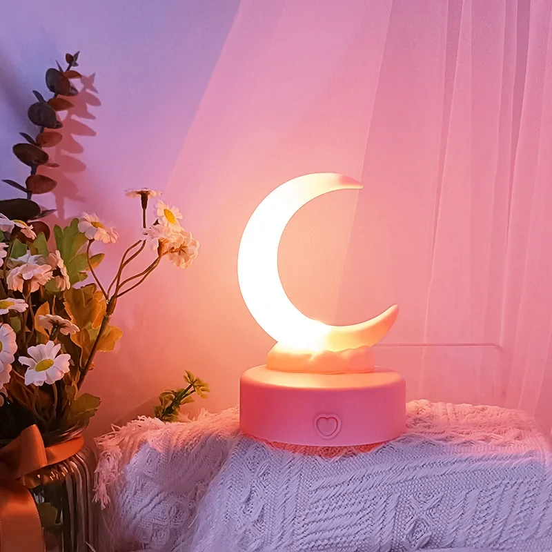Crescent Moon Night Light Children'S Desk Night Lamp Moon Cloud Glow Toy Bedside Lamp for Home Children' Bedroom Decoration Gift