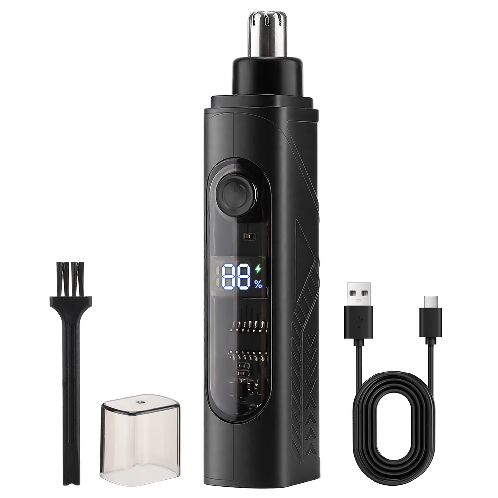 

Mini Electric Nose Hair Trimmer For Men Digital Display 360° Roating Machine Nose Ear Hair Remove Shaver Razor Detachable Blade