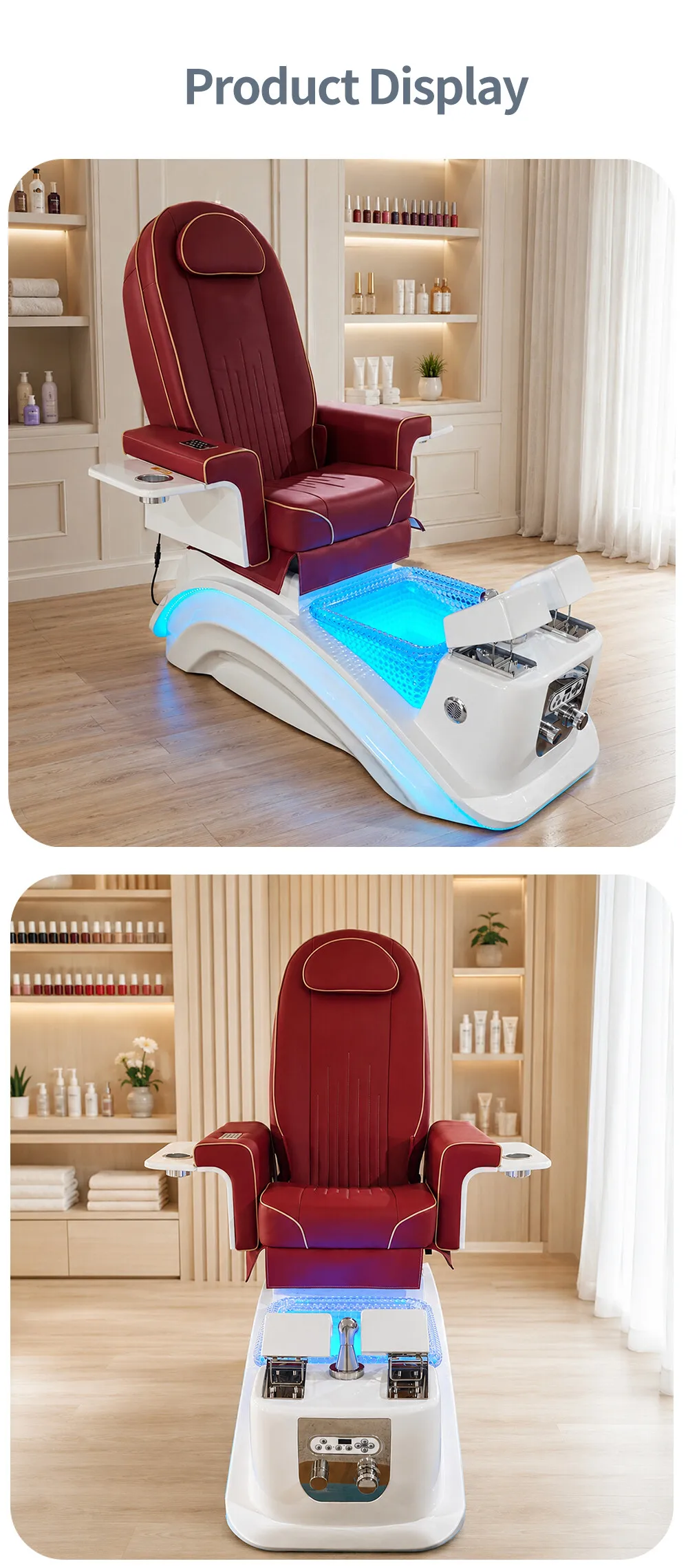 2026 Beauty Salon Spa Stuhl Elektrischer Liegesessel Massage-Nagelstuhl, LED-Fußbadewanne Maniküre-Pediküre-Ausrüstung für Spa-Center – Detail 11