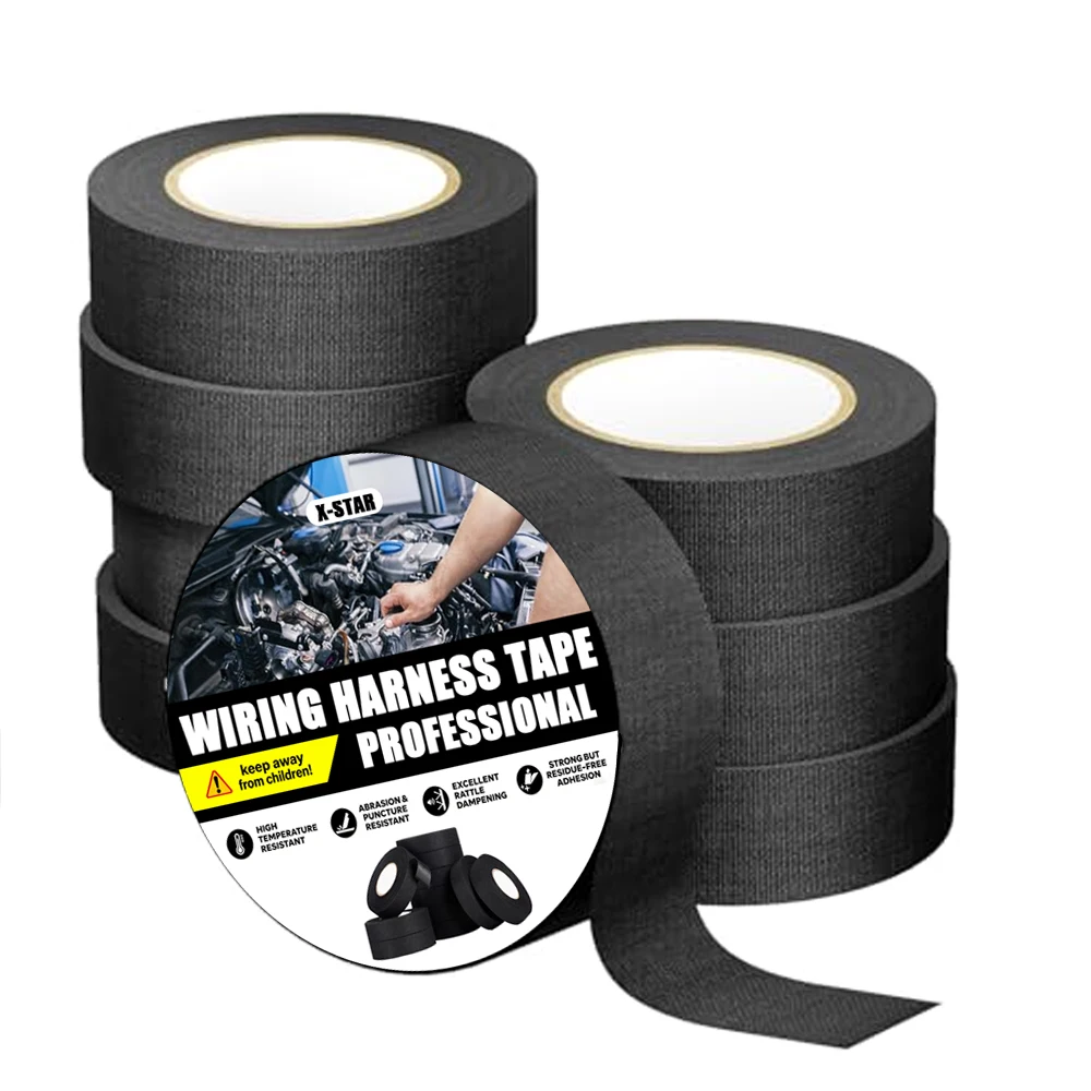 High Temp Cloth Electrical Tape Self-Adhesive Auto Wiring Harness Insulation Tape Waterproof Soundproof Cable Protection
