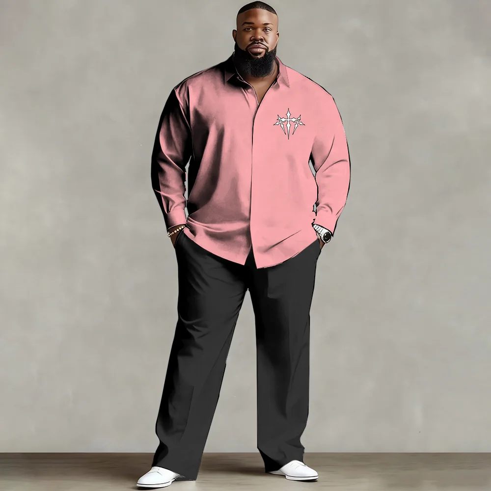 

Комплект мужской рубашки больших размеров S-9xl: этнический шикарный стиль — смесь мягкого хлопка, элегантные принты в этническом стиле, устойчивые к морщинам,