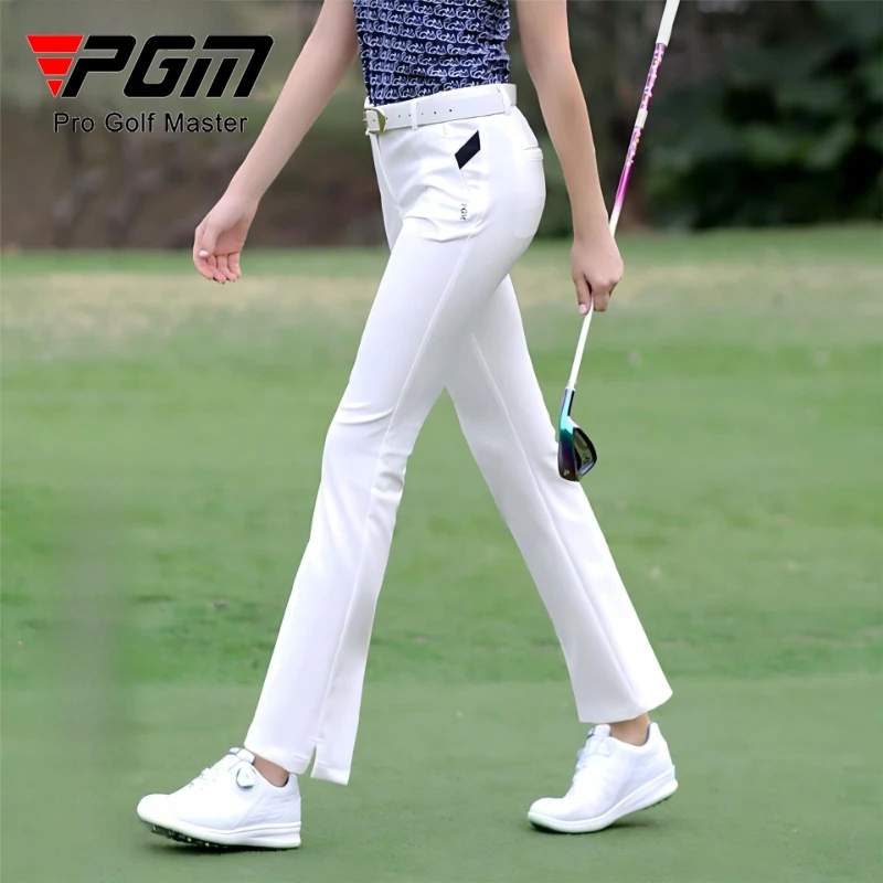 PGM Women's Golf Pants Spring Summer Slim Fit Waterproof and Elastic Bell-bottoms Cropped Pants KUZ128