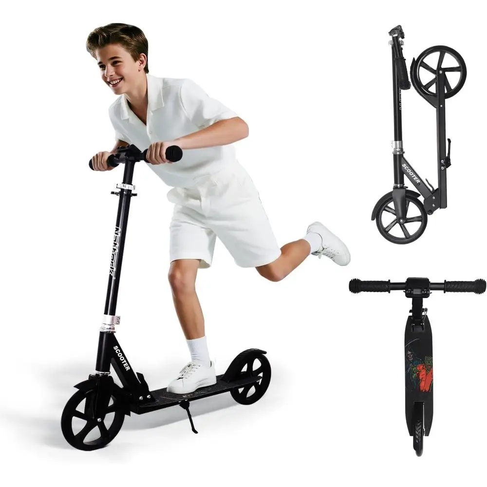

Adjustable Height Kick Scooter for Kids 6+, Teens, and Adults with Large Wheels for a Smooth, Lightweight Ride