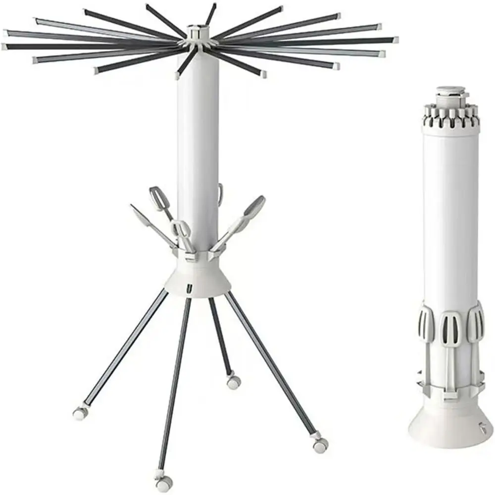 

Складная домашняя сушилка для одежды большой емкости с 16 стержнями и 6 вешалками для обуви для спальни или балкона