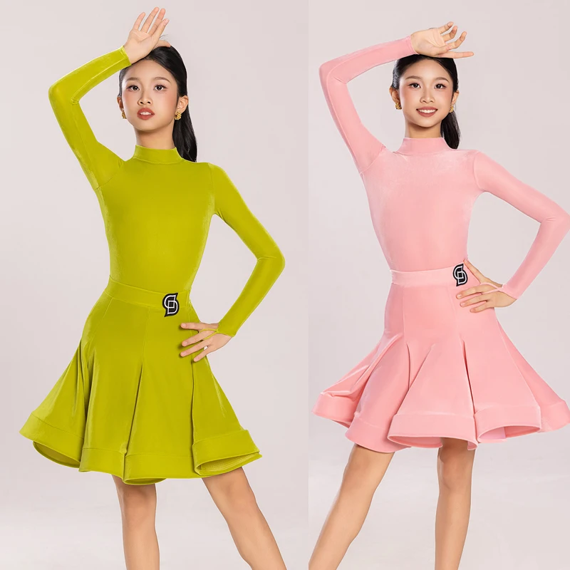 Sukienki profesjonalne do tańca towarzyskiego dla dziewcząt, nowy standard krajowy 2025, kostiumy do tańca latynoamerykańskiego, odzież taneczna dla dzieci, DW11111