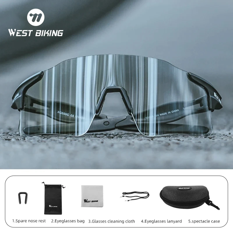 WEST BIKING Cycling Glasses Polarized Photochromic Lens Bike Sunglasses Men Women Glasses Eyewear Sports MTB Road Cycling Goggle