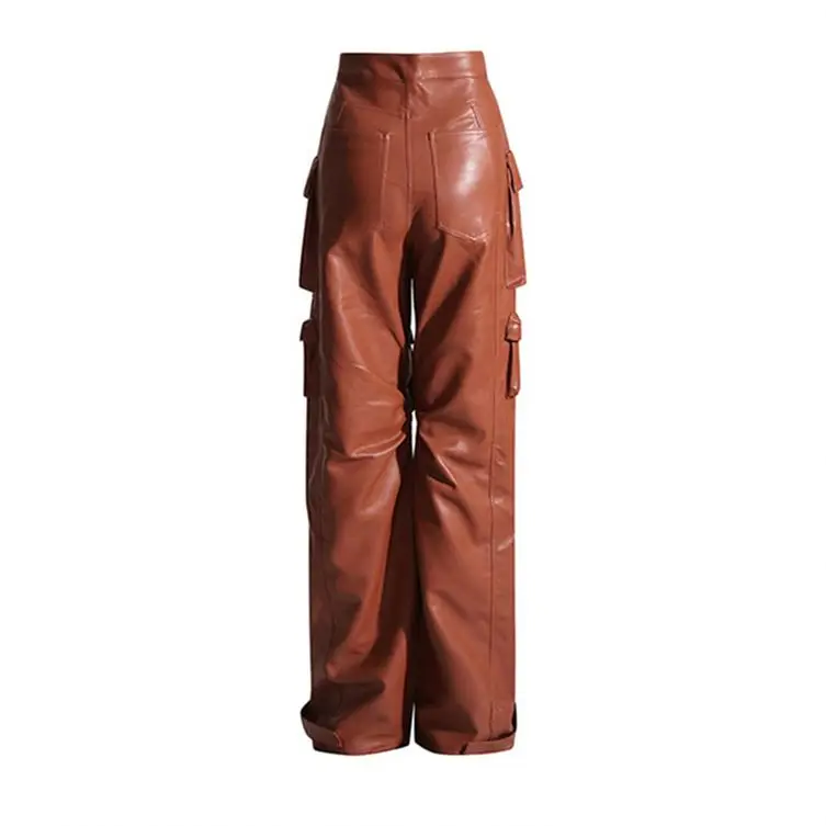 

Wear Pants Leather Cargo Pants Fall New Arrivals 6 Pocket Pants Women Street