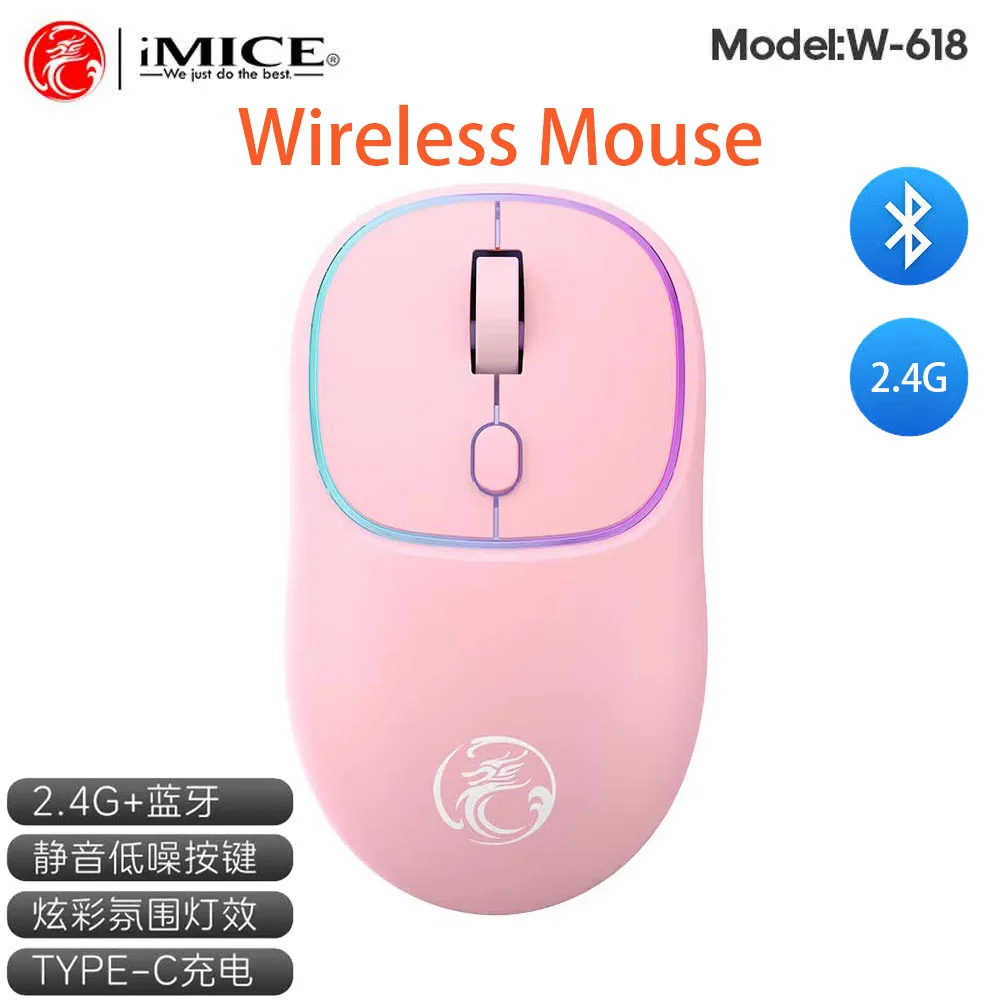 Girl Mouse Wireless Ergonomic Office Mouse With Thumb RestCheap Durable DPI Adjustable Battery Powered Optical Mice Pink Mouse