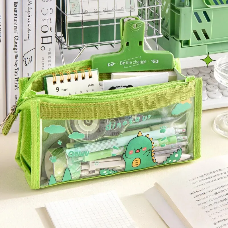 Simpatico cartone animato astuccio trasparente a 6 strati astuccio multifunzionale per cancelleria materiale scolastico borsa per cancelleria Kawaii