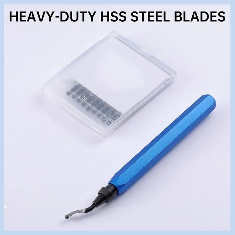 AS63-2 Pcs Deburring Tool +10 Pcs BS1010 High Speed Steel Blades For Metal Resin PVC Pipes Copper Plastic 3D Printed Edges