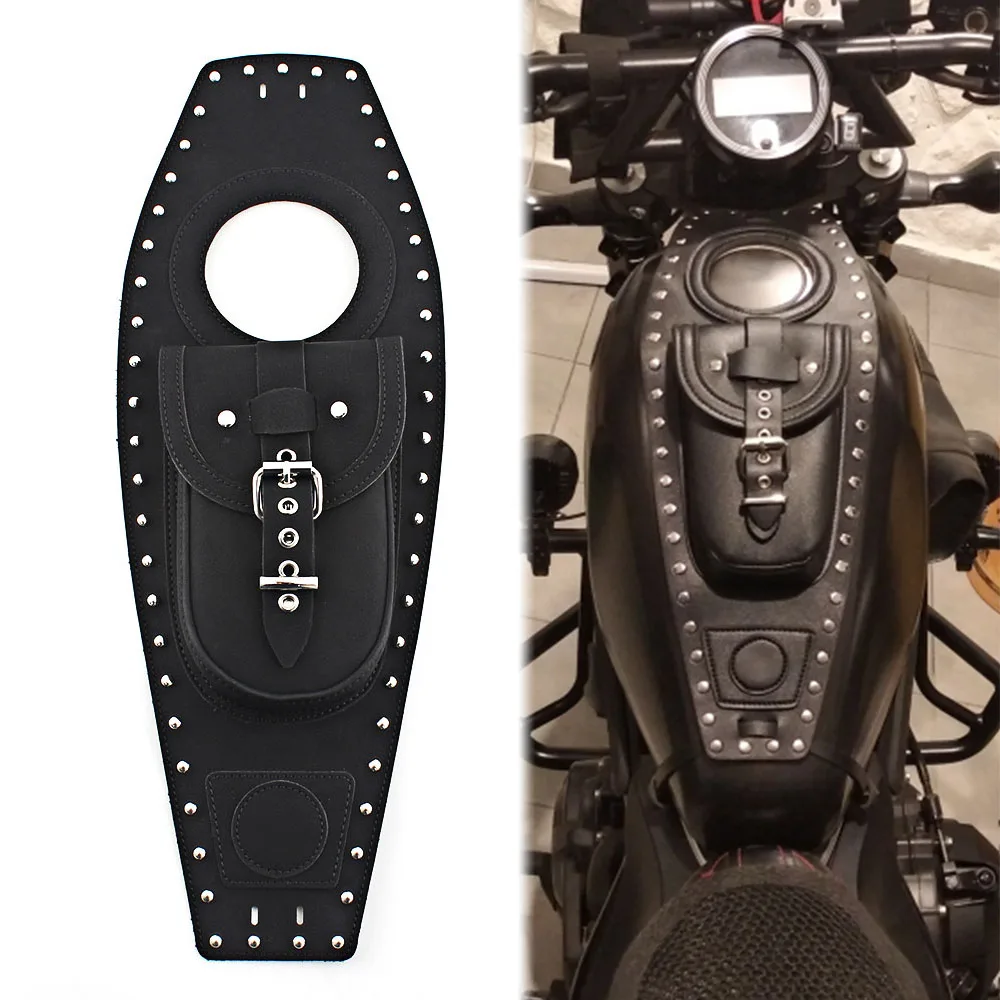 

Motorcycle Accessories PU Leather Tank Chap Cover Panel Pad Bib Bra Bag For Harley Sportster XL 883 1200 Forty Eight Seventy Two