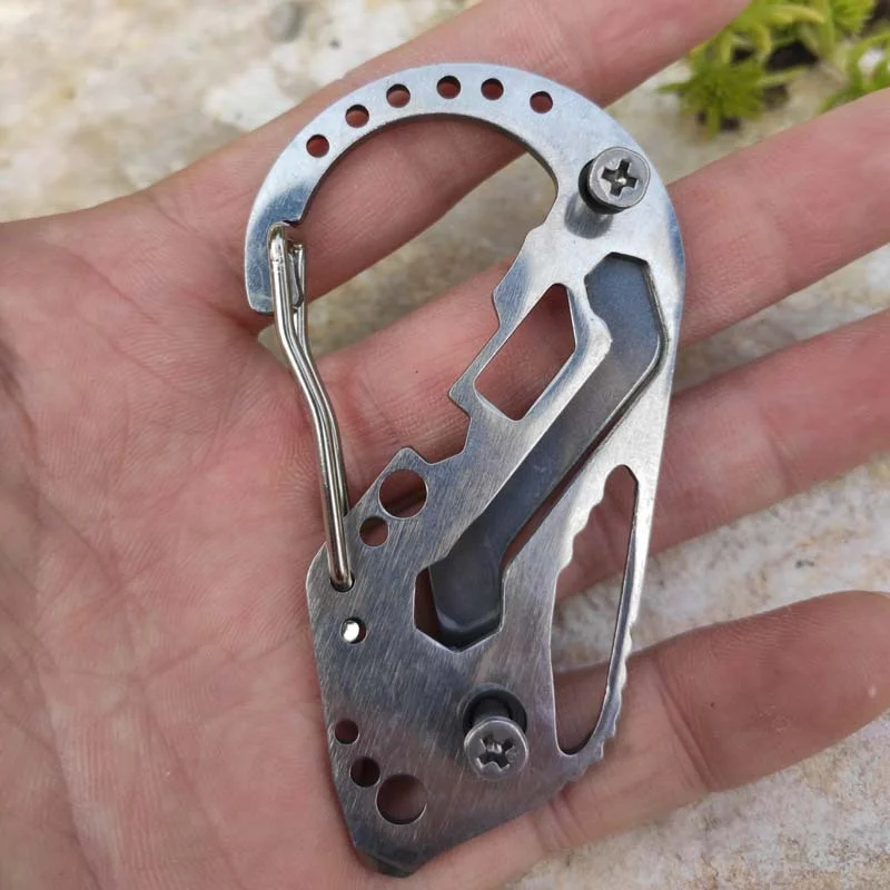 ​​Portable Outdoor Multi-Purpose Climbing Tool​​​ Stainless Steel Keychain Organizer​​ ​Camp Travel Kit Key Ring Gadgets