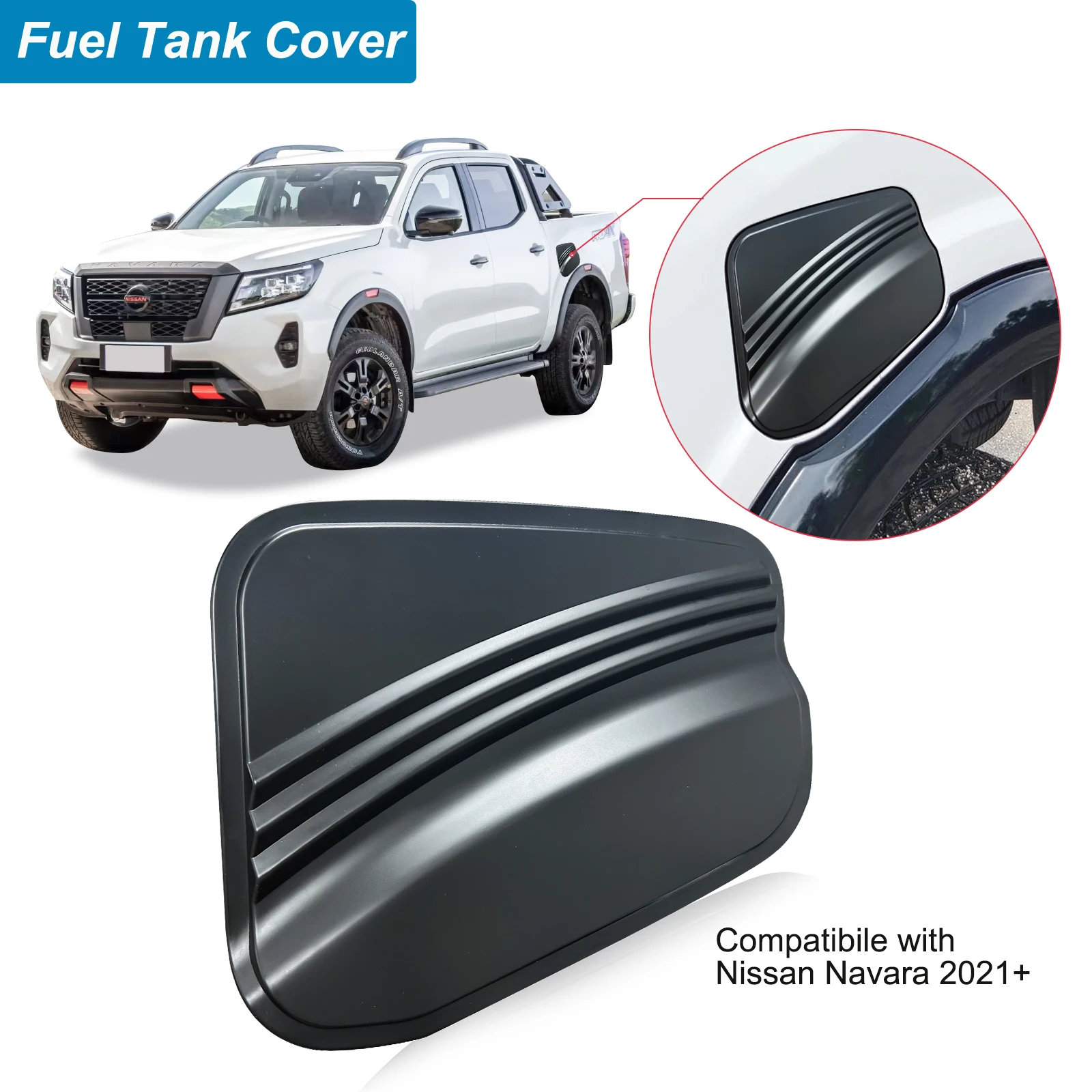 Exterior Fuel Tank Gas Cover Trim For Nissan Navara 2021 2022 2023 2024 2025 1PCMatte Black Oil Tank Gas Cap 4X4 Car Accessories