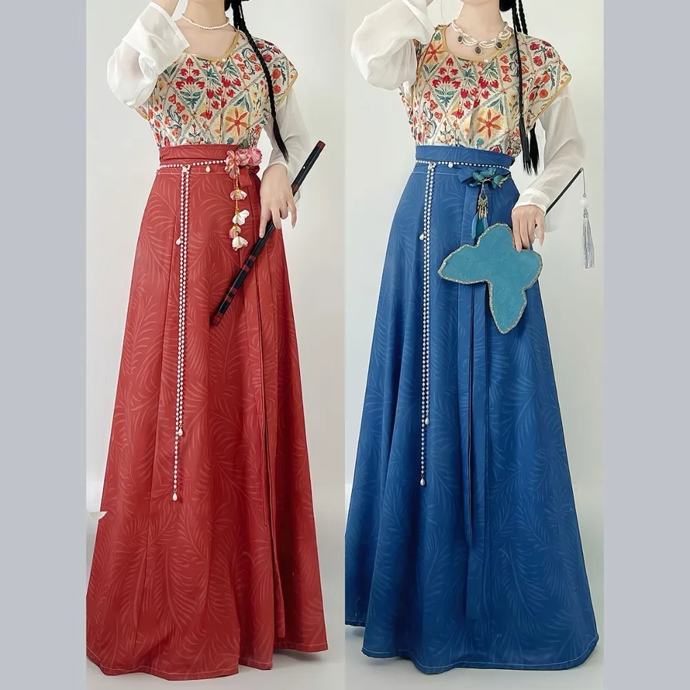 Conjunto hanfu original da dinastia tang-beizi feminino com gola redonda + saia de cintura alta vestido hanfu roupas tradicionais modernas chinesas