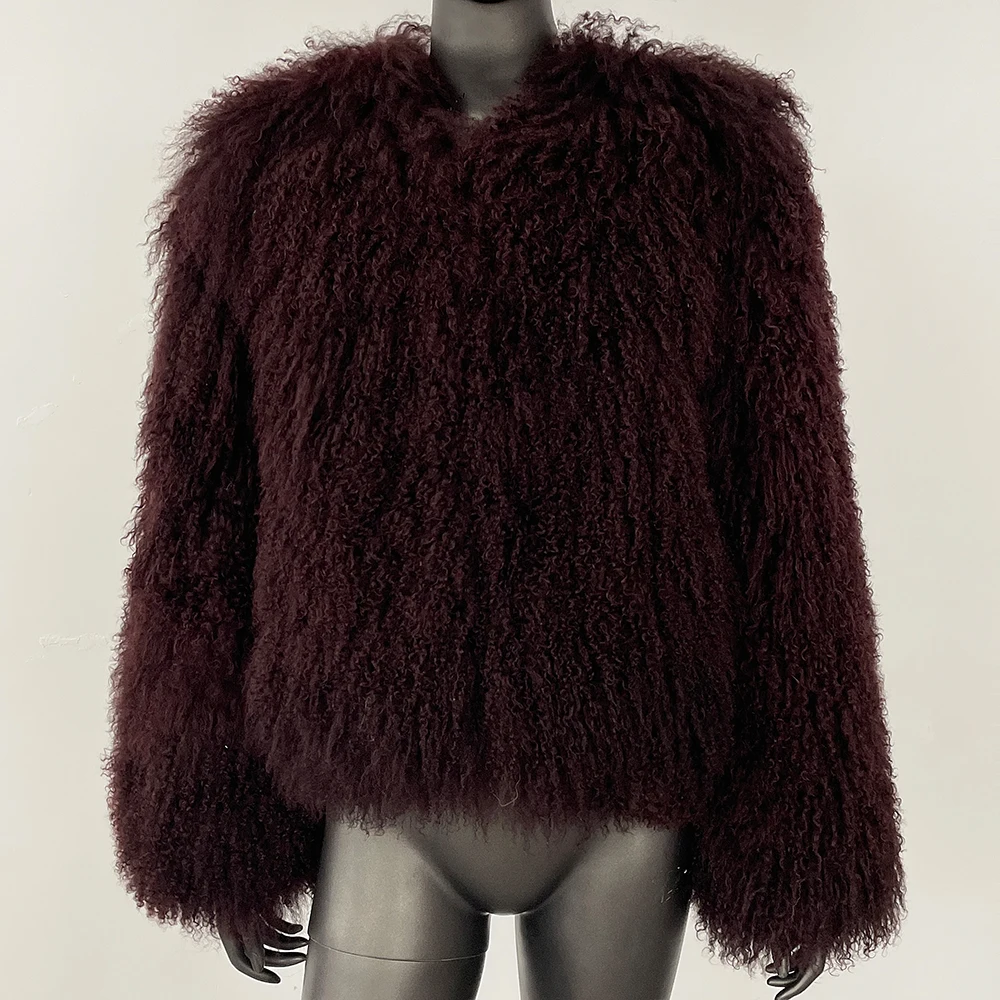MENINA 2025 ใหม่ฤดูหนาวWarmมองโกเลียแกะขนสัตว์เสื้อแจ็คเก็ตผู้หญิงOuterwear Plusขนาดสีน้ําตาลเข้มแกะผู้หญิงเสื้อขนสัตว์จริง