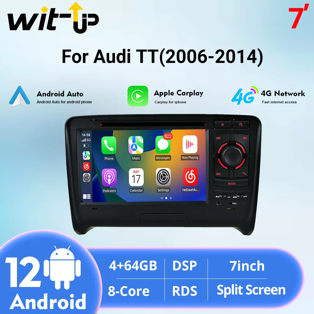 

Wit-Up Carplay for Audi TT mk2 Accessories Navigation Screen Upgrade Android Stereo Radio GPS Wireless Autoradio 2006-2014 tools