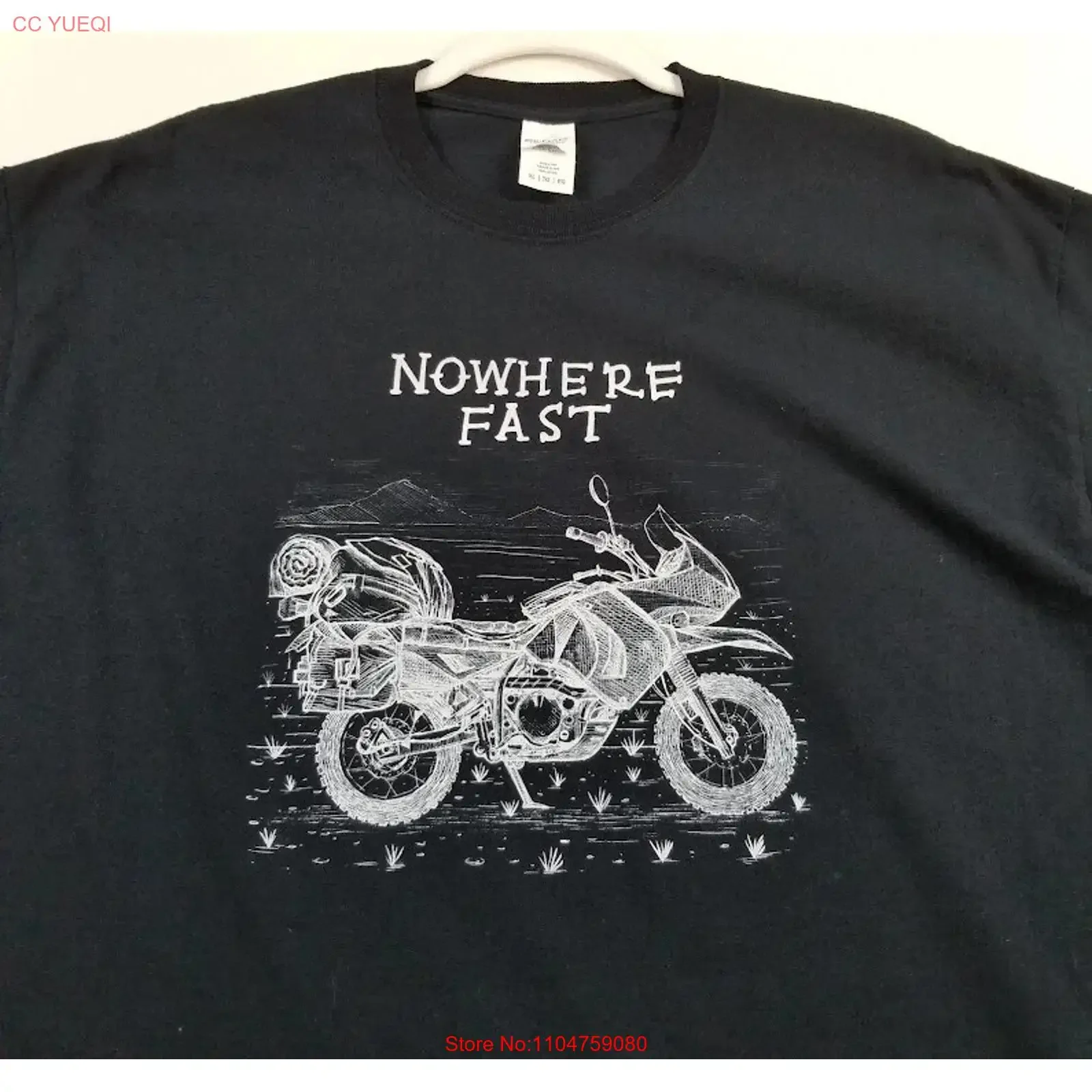 Motorcycle Nowhere Fast T Shirt Men s XL Extra Large Black White s vintage Washed Breathable streetwear Comfortable Casual