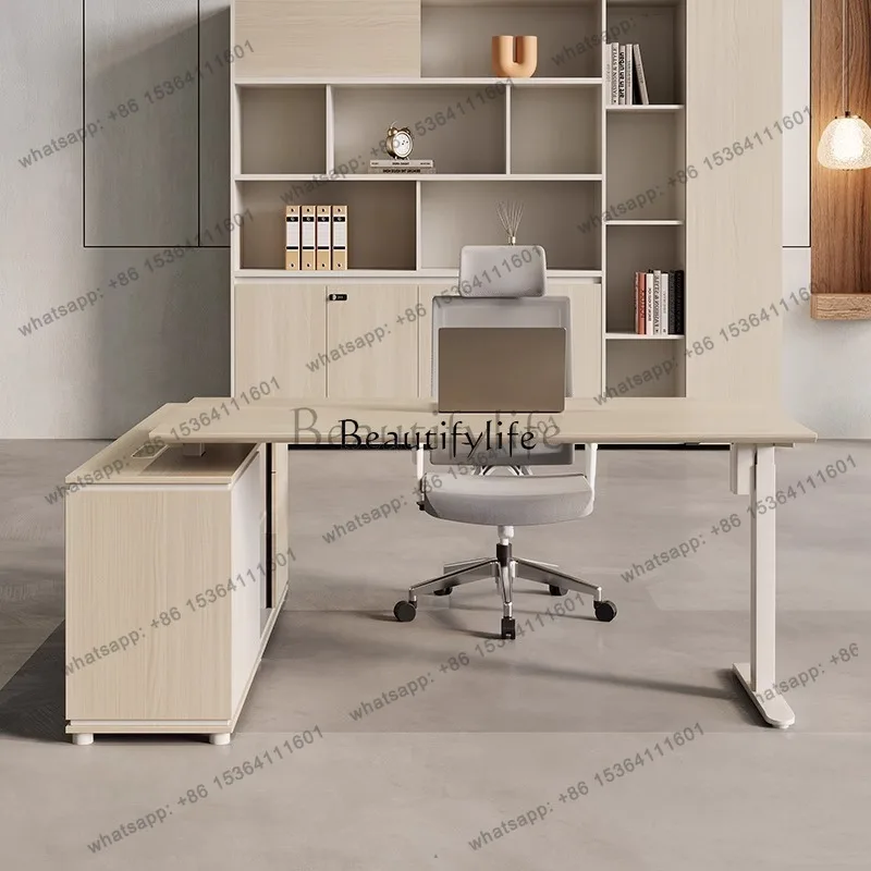 HJ Intelligent Electric Lifting Office Boss Desk Double Motor Modern Simple Computer Desk