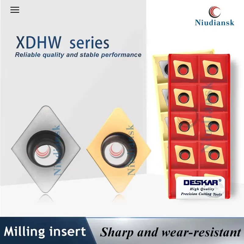 

XDHW Series DESKAR Milling Inserts XDHW060210/XDHW09T310 LF6018 LF6028 Lathe Milling Insert Stainless Steel And Steel Processing