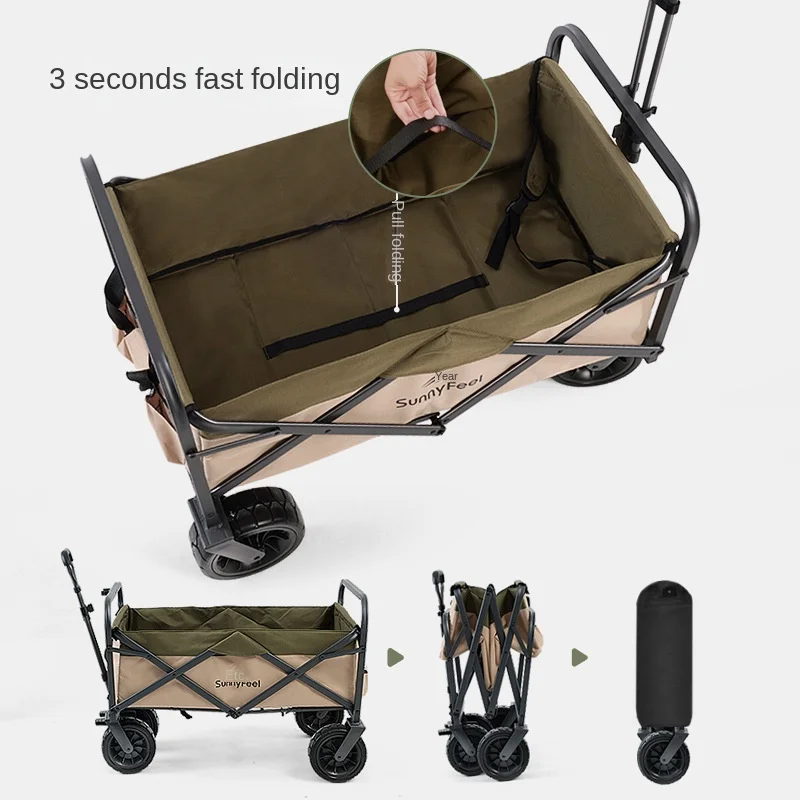 Foldable Truck Portable Outdoor Camping Beach Large Capacity Multi-function Adjustable Handle Picnic Trolley Small Cart