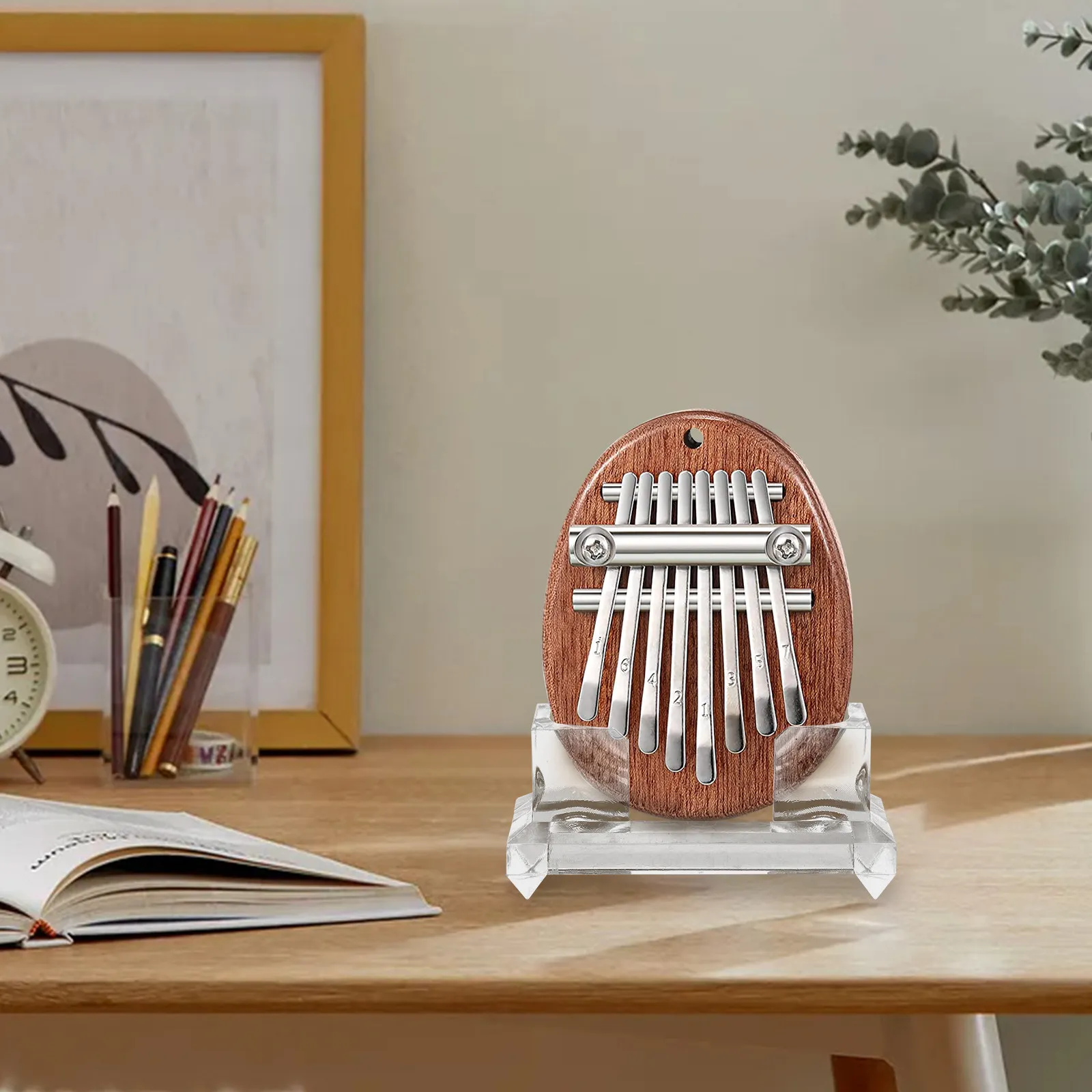 2Pcs Polished Acrylic Thumb Piano Stand Clear Kalimba Holder Easy Assembly Portable Display Rack for Home Studio and Gift Ready