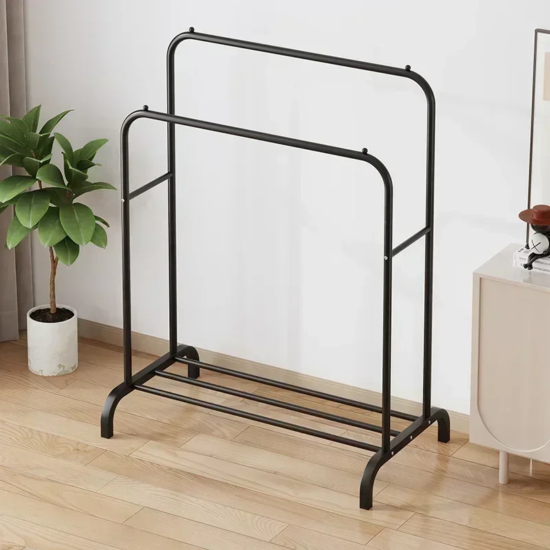 New model Hanging hanger Floor-to-ceiling high and low double-pole drying rack Storage shoe rack Household bedroom drying rack