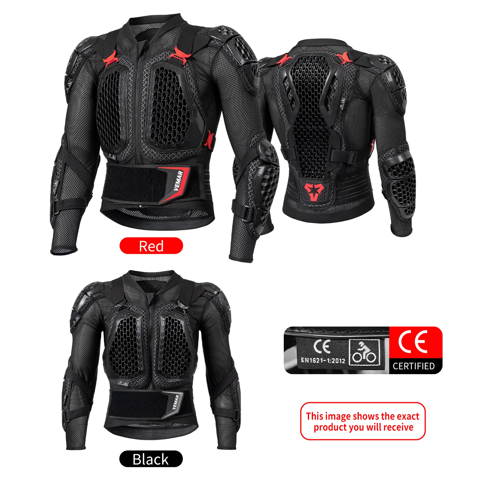 

Motorcycle Armor Jacket for Off-Road Riding, Breathable Impact Resistant Protective Suit with Back Chest Guard