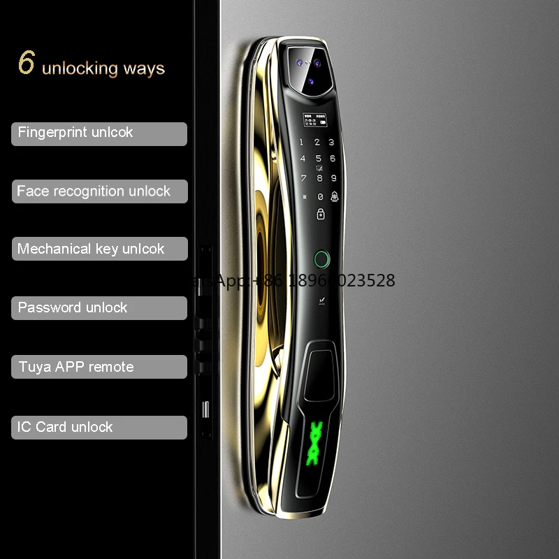 Enrique Tuya 3d face recognition gold gold smart door lock digital lock smart life automatic biometric keyless  fingerprint