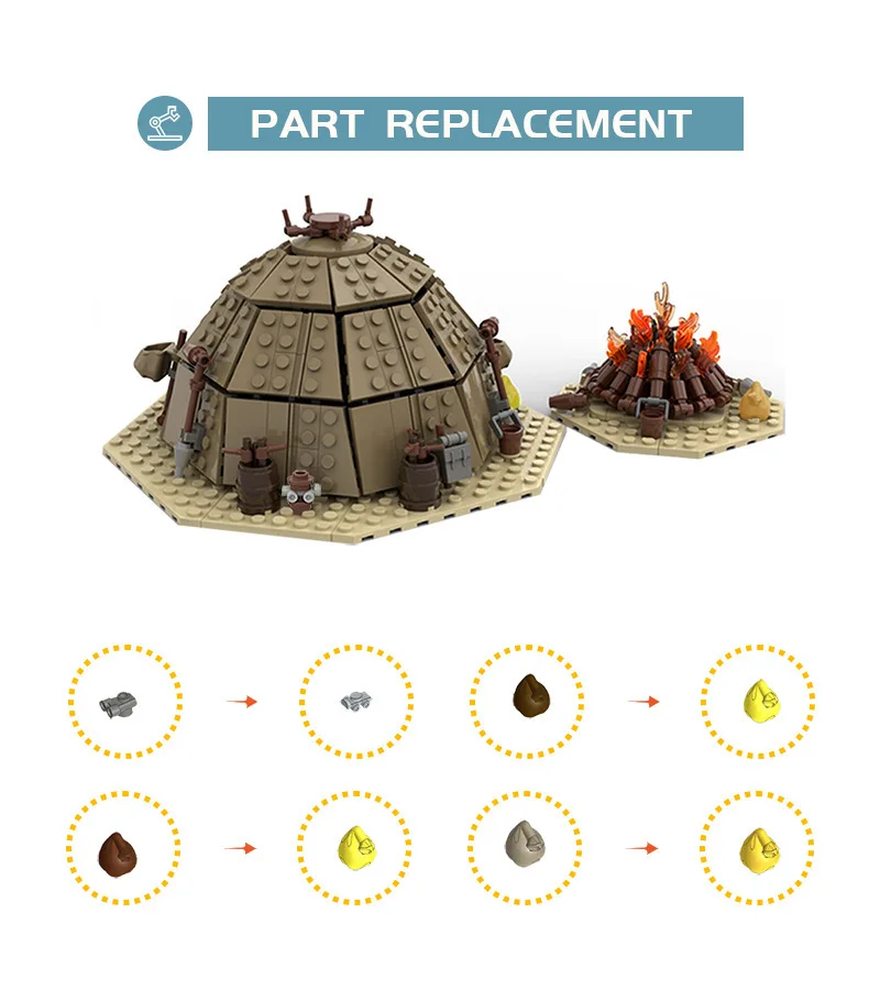 Bloques de construcción de campamento Nomad del desierto, tienda Tribal DIY, juguetes de construcción de fogatas, ensamblaje de aventura en el desierto, regalo para adultos