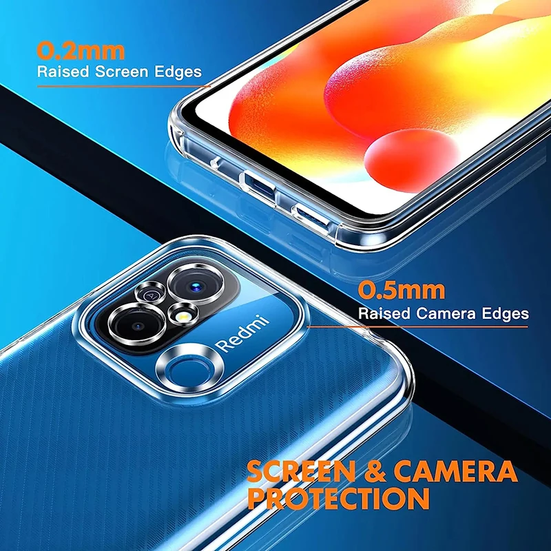 360 Full Cover Silicone Case For Xiaomi Redmi 12C Redmi 13C 10C 9A 9C 9 8 8A Redmi Note 8 9 10 11 12 Clear Hybrid PC Hard Coque