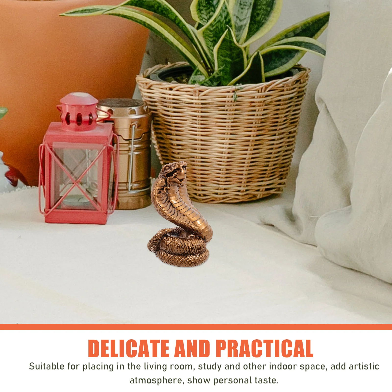 

Ancient Bronze Resin Snake Statue Compact Smooth Sculpture Home Office Decoration Miniature Resin Craft Animal Tabletop