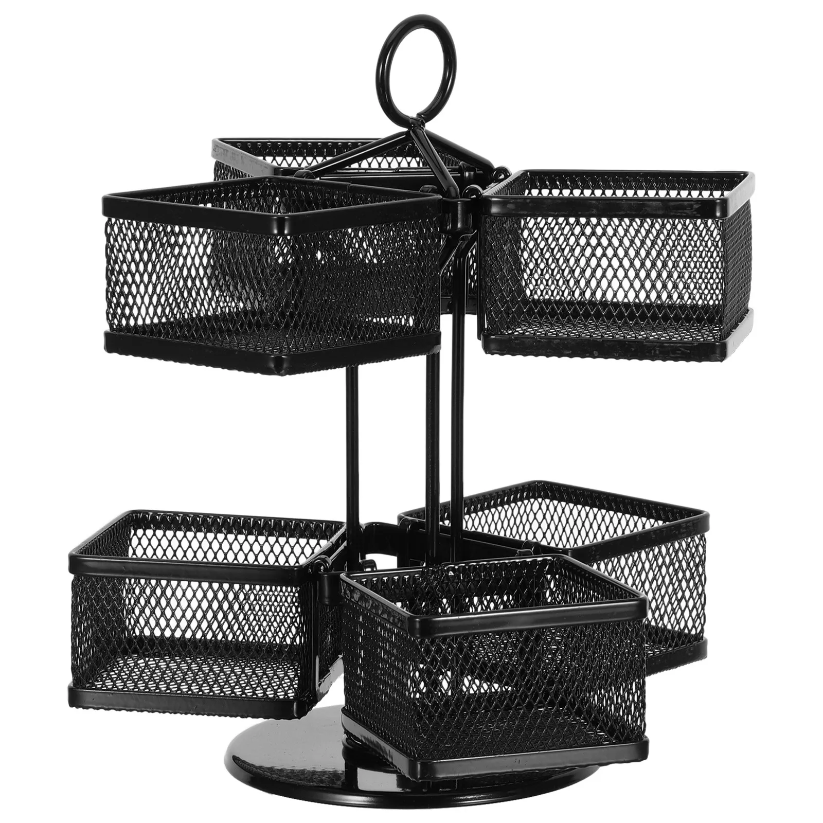 Rotating Tea Bag Organizer 6 Compartments Spinning Carousel 360 Degree Detachable Metal Tea Rack Kitchen Coffee Sugar Storage