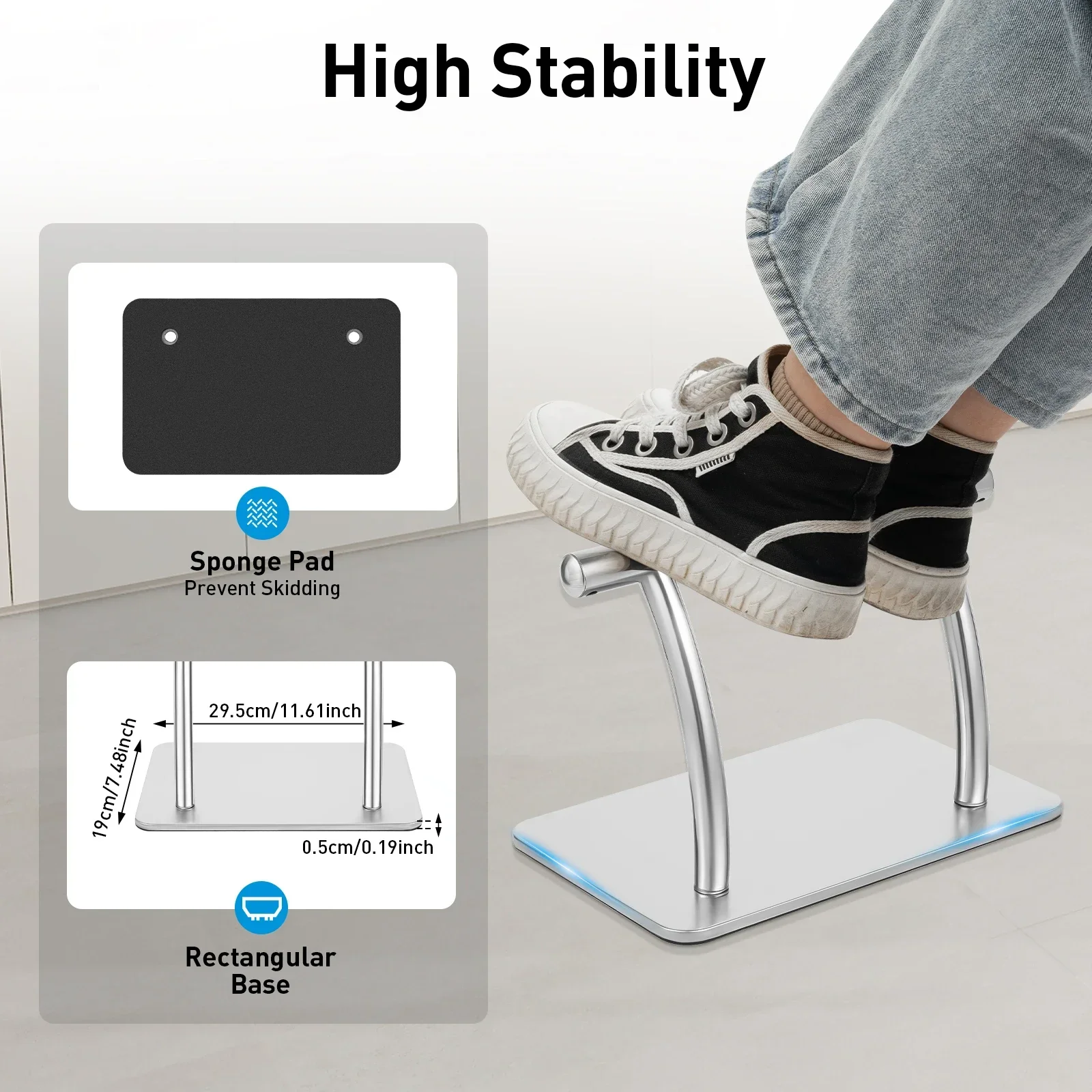 Stainless Steel Foot Rest for Under Desk at Work, Salon Footrest for Barber Chair,Under Desk Footrest for Home Office Barbershop