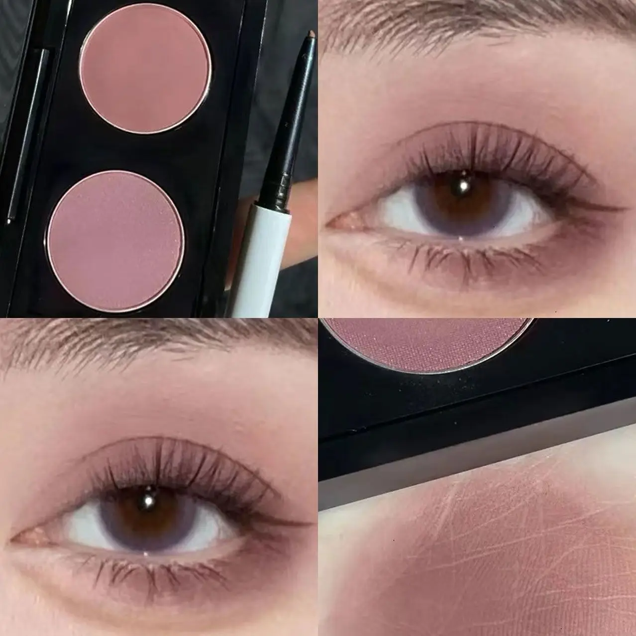 2 Color Eyeshadow Palette Taro Rose Tea Pink Brown Matte Low Saturation for Olive Skin Pure Tempt Natural Daily