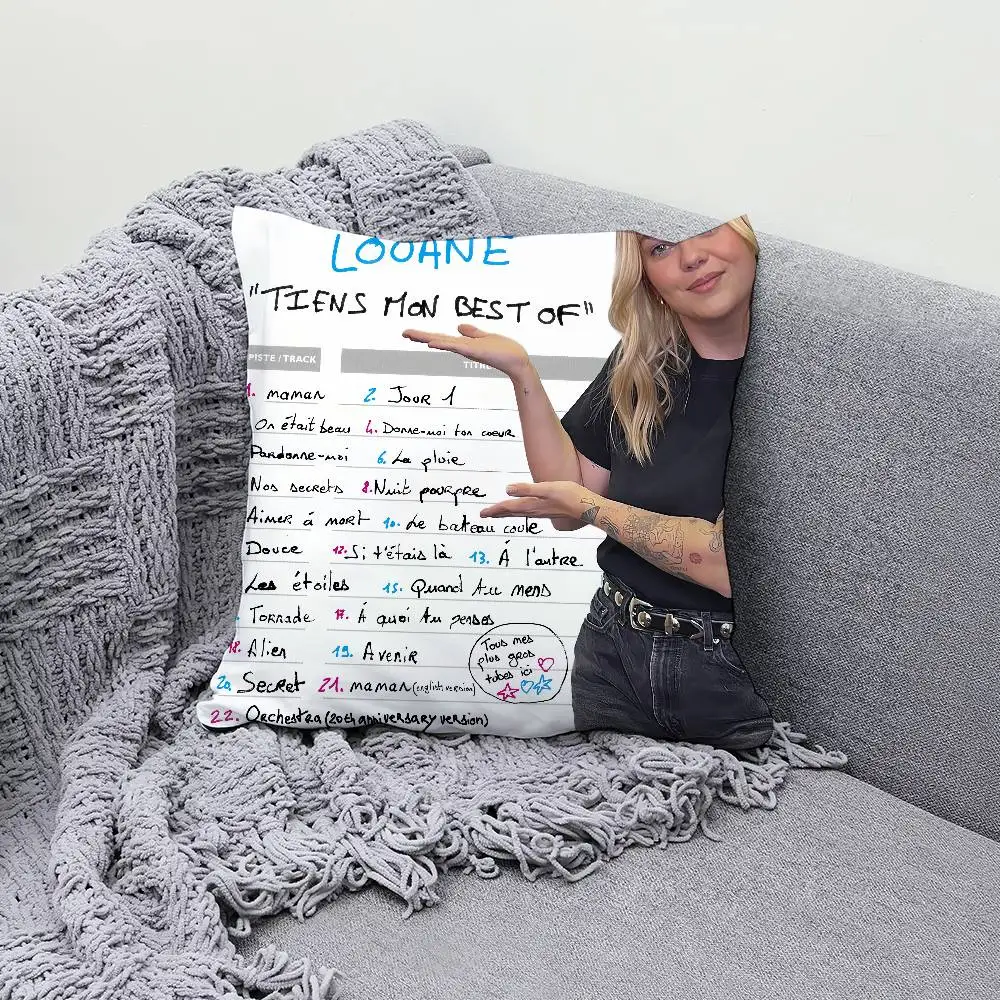 L-Louane Tiens Mon Best Of - Funda de almohada decorativa de 30x30cm, 45x45cm, fundas protectoras cómodas y suaves para sofá, sala de estar, hogar y oficina