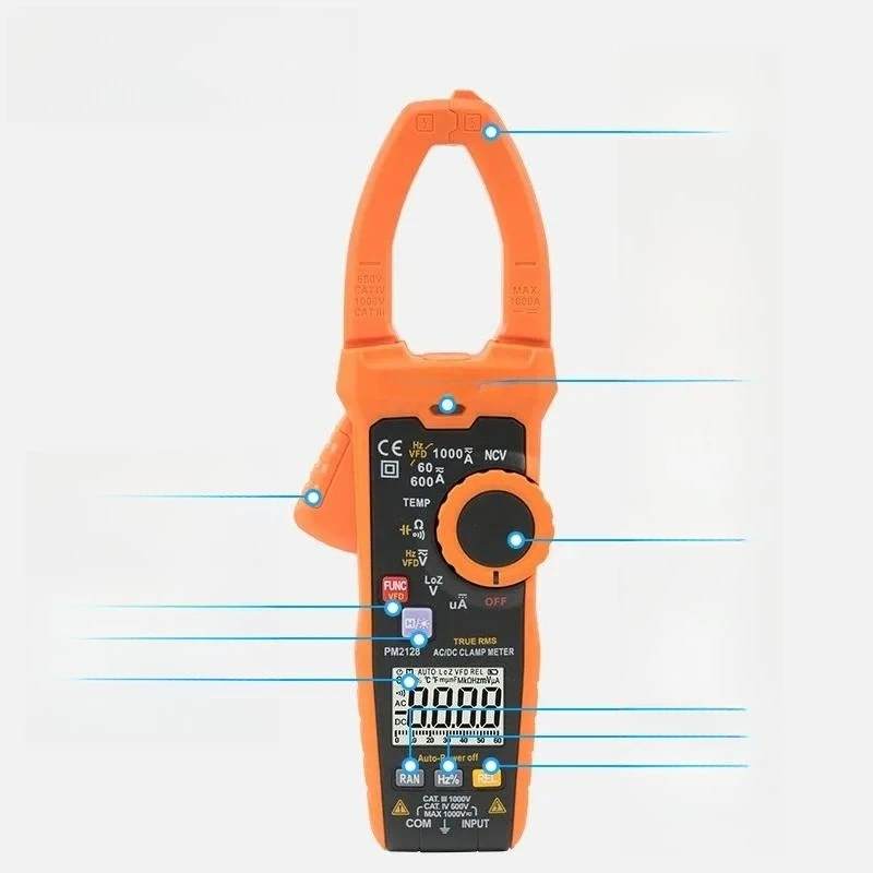 1000A AC DC Clamp Meter Digital Multimeter Auto Range Voltage Current Resistance Tester Electrical Tool for Electrician