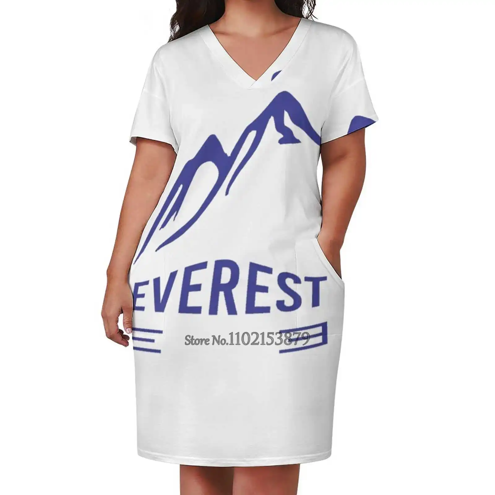 Everest T-Shirt Mehrere Stile Kleider Kleid mit quadratischem Ausschnitt Neues elegantes Damen-Taillen-enges Kleid Everest Blue Geek Griechisch