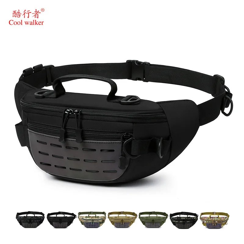 

Waterproof and wear-resistant Oxford fabric men's waist bag, outdoor multi-functional large-capacity chest bag, fishing lure bag